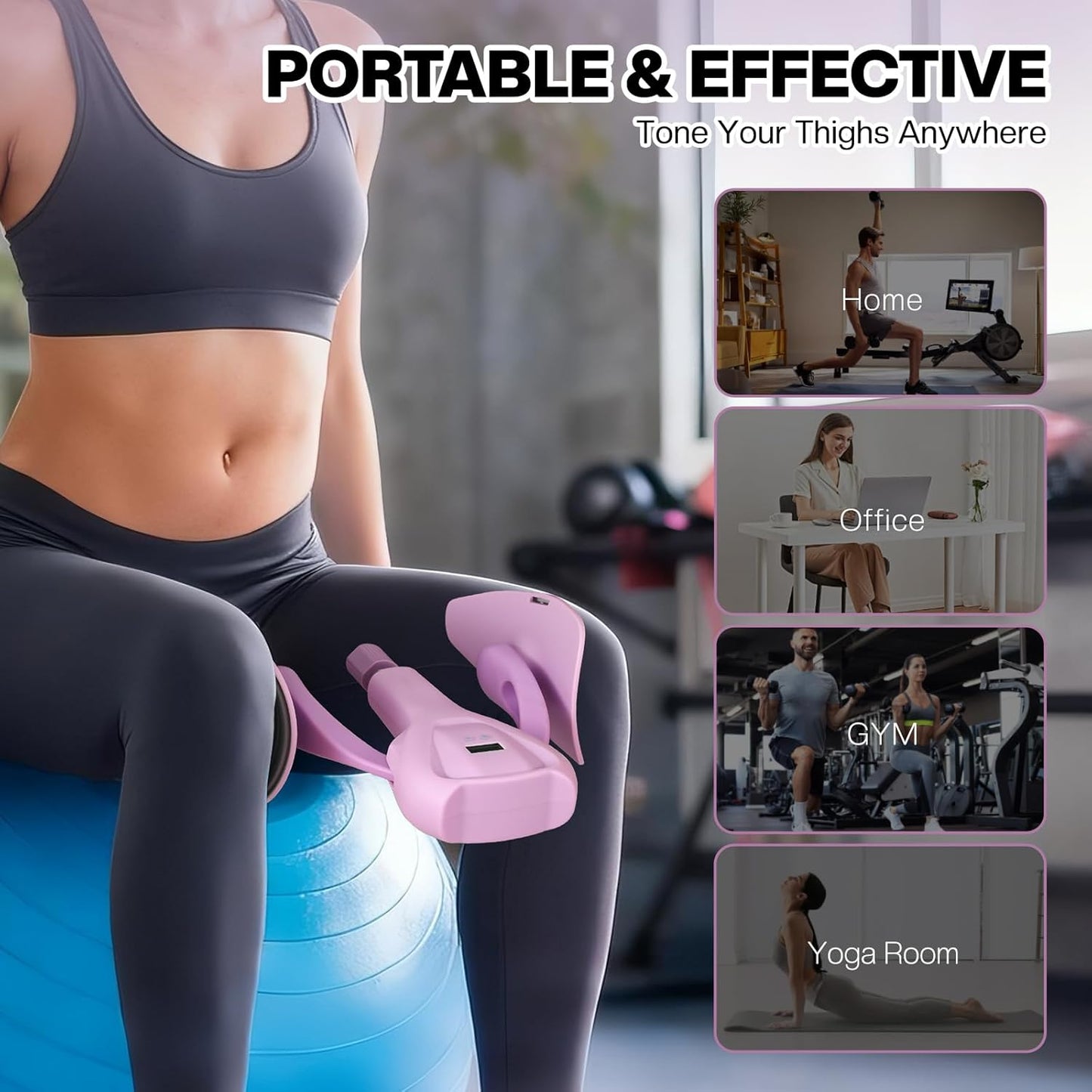 Thigh Master and Resistance Band Set, 0-110Lbs Adjustable Pelvic Floor Trainer & Kegel Exerciser for Women, Inner Thigh Toning, Glutes & Full Body Workouts